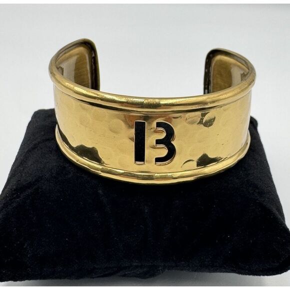 Rustic Cuff‎ Hammered Brass Brutalist Cuff Bracelet B Or 13 Cutout 7” - Picture 1 of 9